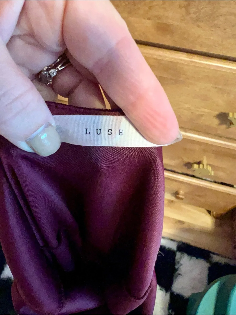 Lush Velvet Mini Dress - Deep Burgundy - Picture 2 of 2